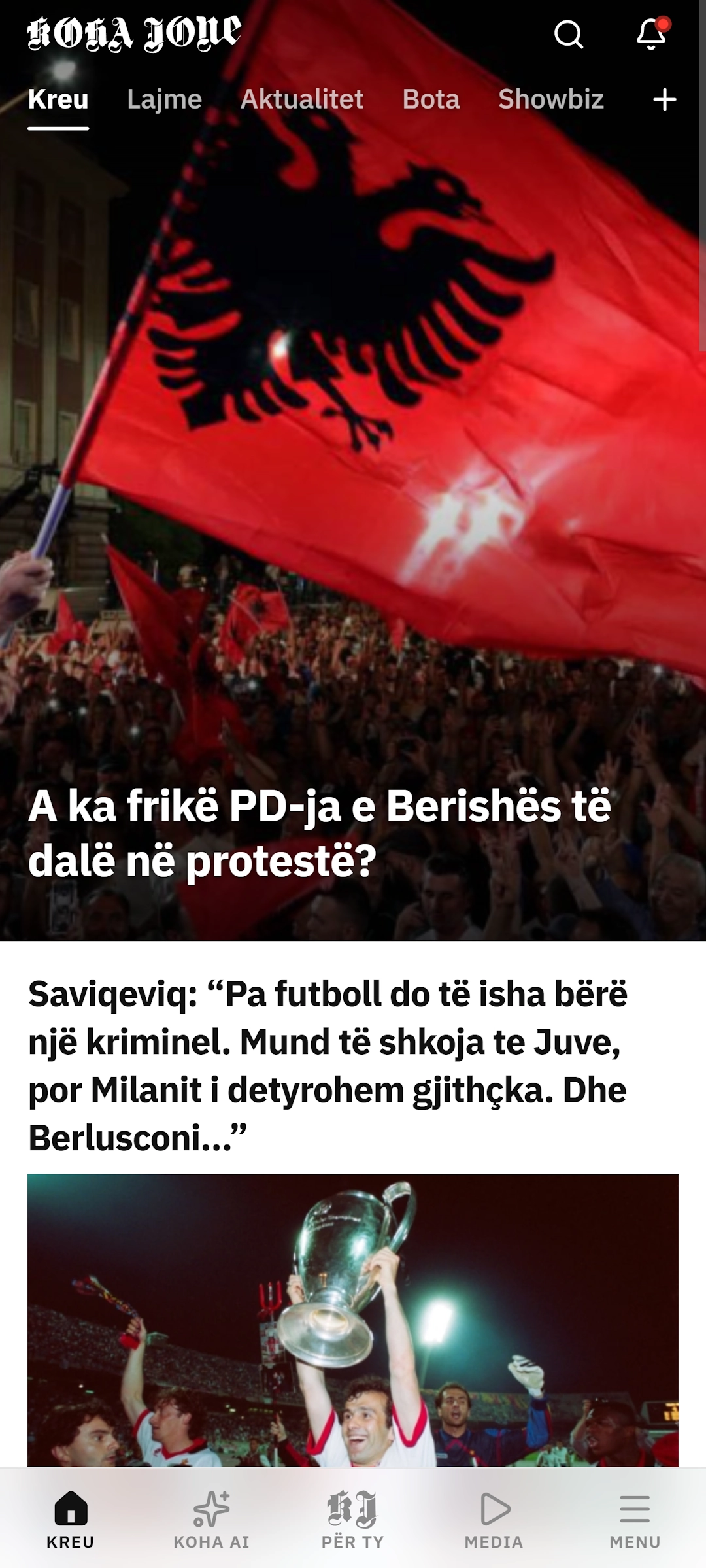 Pamje e aplikacionit KOHA JONË