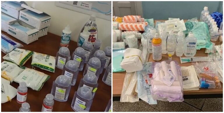 Prangoset infermieri 50-vjeçar, vidhte nga spitali dezinfektues, maska, doreza