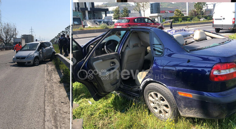 Përplasen dy makina në autostradë, plagosen nënë e bir