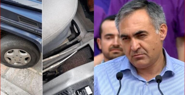 FOTO/ ‘Atentat’ ndaj kryetarit të bashkisë, i çajnë gomën dhe i prishin frenat e makinës