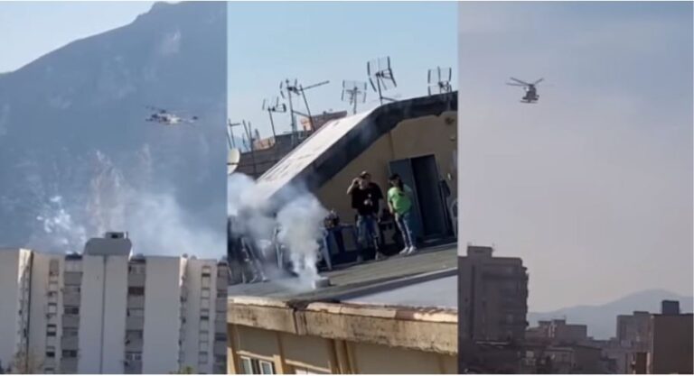 Festuan Pashkët në tarracën e pallatit në kohë koronavirusi, banorët “sulmojnë” helikopterin që i ndërpreu