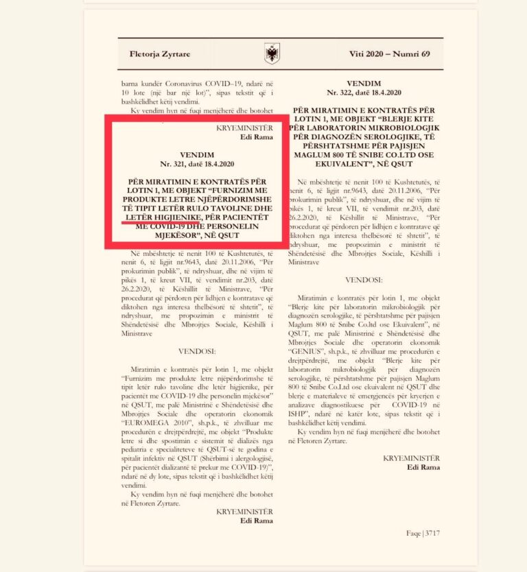 PD publikon dokumentin: Tenderi për letra higjenike klasifikohet sekret shtetëror