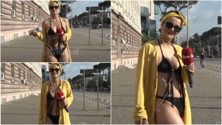 E veshur me bikini, gazetarja i besafon të gjithë me raportimin në mes të Tiranës