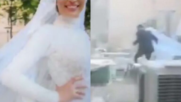 Po bënte fotot e dasmës por shpërthimi në Bejrut… (VIDEO)
