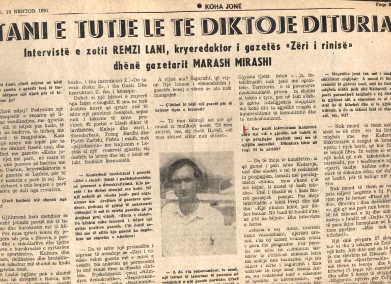 Remzi Lani, ja se ç’mendonte për pluralizmin, median, shoqërinë me 15 nëntor 1991!