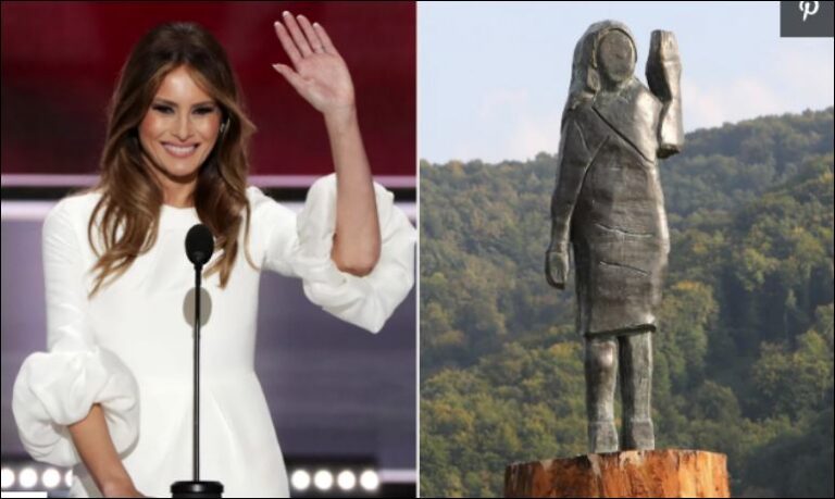 Ia dogjën statujën prej druri, në vendlindjen e Melania Trumpit vendoset statuja e re prej bronzi