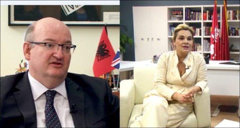 Ambasadori britanik në selinë e LSI, takim me Monika Kryemadhin