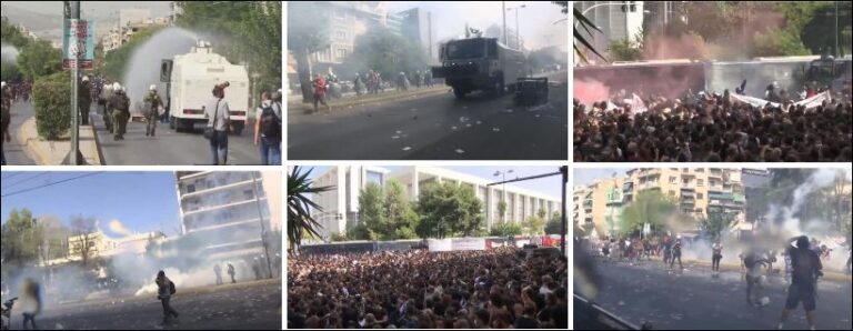 “Agimi i Artë” organizatë kriminale, protesta e molotovë para gjykatës së Athinës