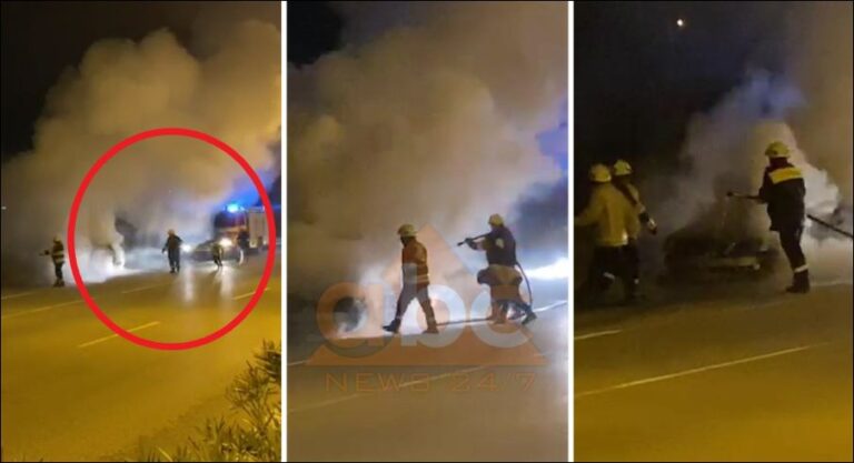 Makina shpërthen në flakë në Tiranë, shpëtojnë për mrekulli drejtuesja dhe pasagjeri