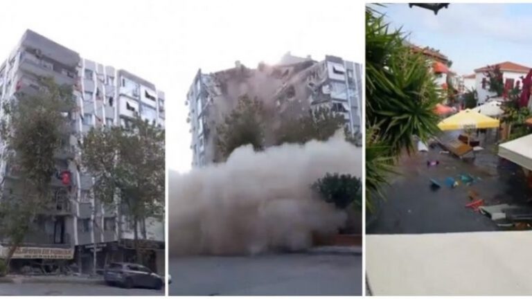 Video të reja dramatike nga tërmeti, rrugët e Izmirit pushtohen nga uji pas cunamit, në market rrëzohet gjithçka