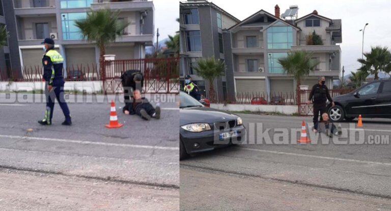 I shtrirë në tokë, por i vetëdijshëm, makina “fluturon” 2 metër në ajër burrin me biçikletë në Elbasan, rëndë në spital (Foto)