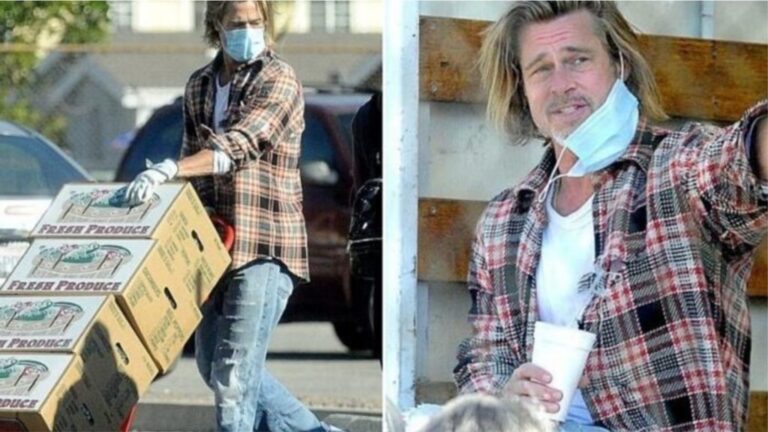 Me maskë dhe doreza, Brad Pitt shpërndan ndihma