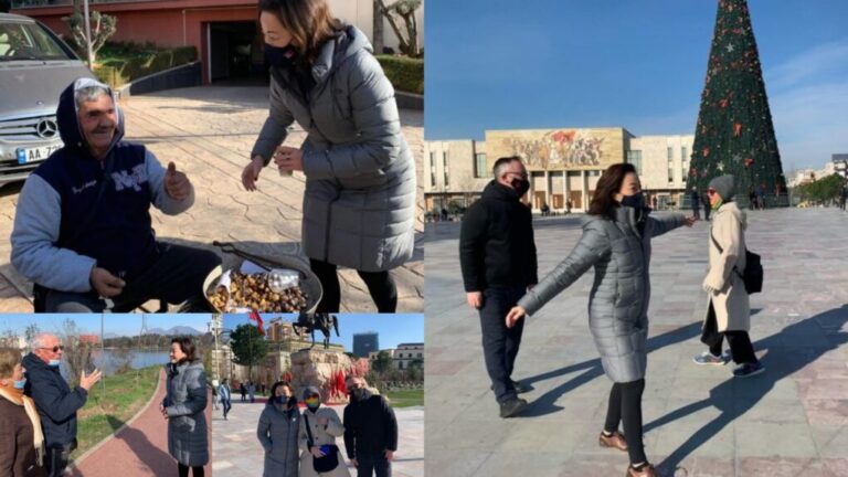 Ambasadorja Yuri Kim sfidon të ftohtin e Tiranës; ecje, muzikë dhe gështenja (VIDEO)