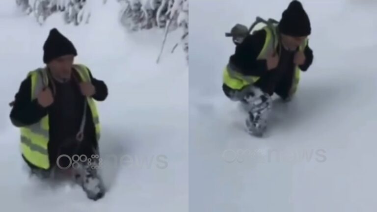 VIDEO/ “Deda i kohëve moderne”, punonjësi i OSHEE në Kukës bëhet viral teksa çan dëborën deri në brez