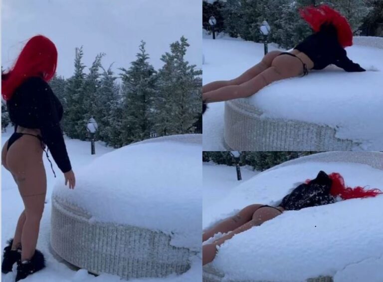 VIDEO/ E kuqe flakë, Morena Taraku “shkrin” borën