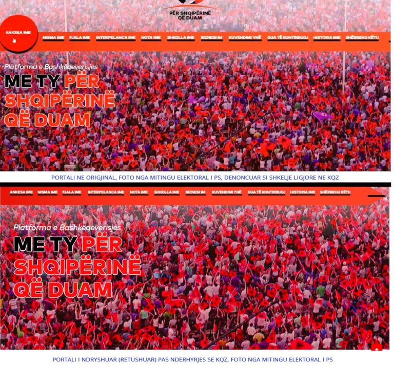 SKANDALI/ Qeveria në shërbim të partisë, vendos logo të portalit zyrtar foto nga një miting i PS-së, ISP: Skandali thellohet edhe nga KQZ-ja