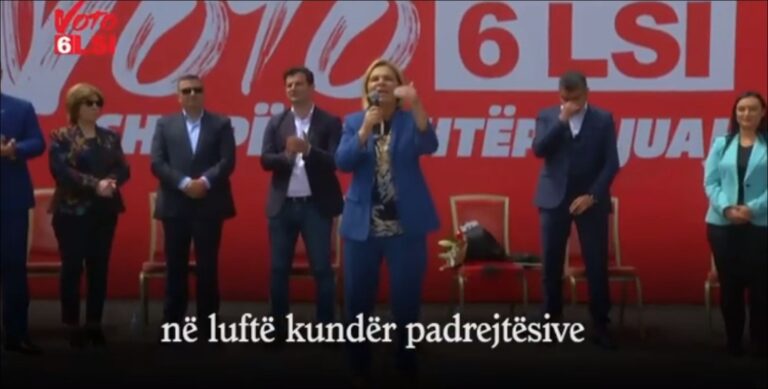 Kryemadhi publikon pamjet: Socialistët e ndershëm do fundosin Fuksat e Rilindjes me votën për LSI në 25 Prill