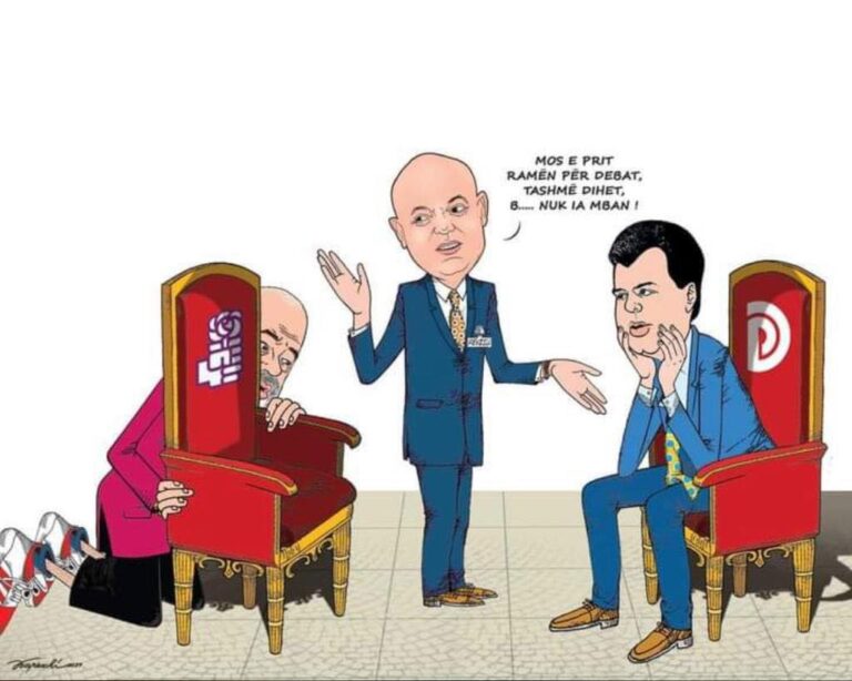 Karikatura/ Fatmir Mediu: Edi Rama nuk është as për debat! Rama ik!