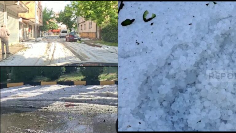 E pazakontë, breshëri zbardh rrugët në Shkodër (FOTO LAJM)