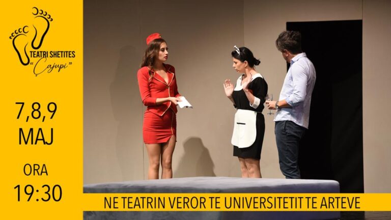 Teatri Shëtitës në datat 7, 8 dhe 9 maj në Teatrin Veror të Universitetit të Arteve rifillon shfaqjen brilante “Boeing Boeing”