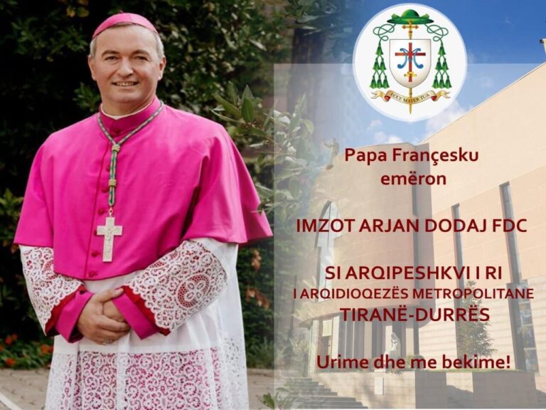 Papa Françesku emëron Don Arjan Dodaj si Arqipeshkvi i Tiranës dhe Durrësit