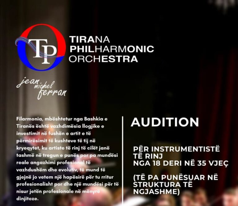 Filarmonia e Tiranës, Bashkia hap audicionet për instrumentistët e rinj