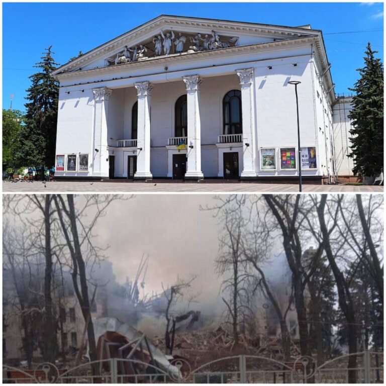 Fotoja që po bën shokon botën. Raketat ruse shkatërrojnë teatrin e Mariupolit