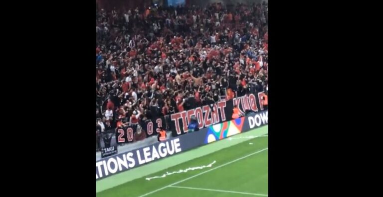 Atmosferë e zjarrtë nga kuqezinjtë në stadium. Gati të nis sfida me Izraelin (VIDEO)