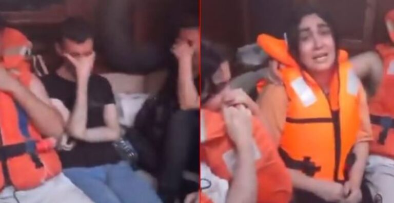 VIDEO/ Frikë për jetën, dhjetëra emigrantë bllokohen në det. Anija greke nuk i ndihmon