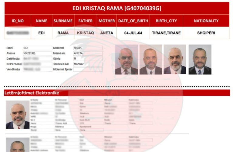 FOTO/ Hakerat nuk ndalojnë, nxjerrin të dhënat personale të Edi Ramës