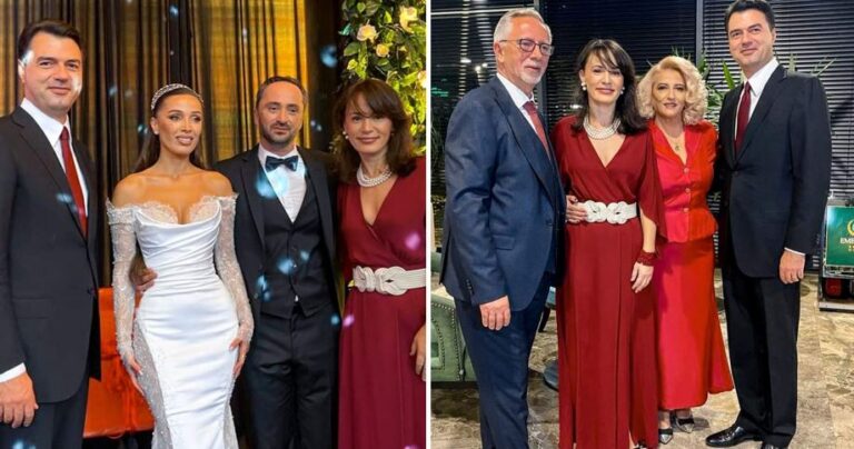 FOTO/ Këngëtarja e njohur shqiptare marton djalin, në dasëm edhe Lulzim Basha