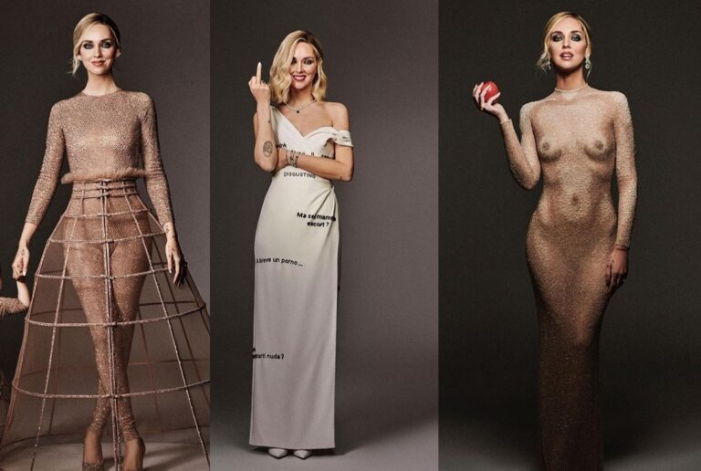 FOTO/ “Nga fustani i paturpshëm tek veshja kafazi”, Chiara Ferragni i jep zë gruas në ”Sanremo 2023”