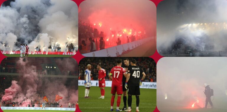 FOTOLAJM/ Tym dhe flakadanë, derbi i kryeqytetit i ndezur më parë nga tifozët