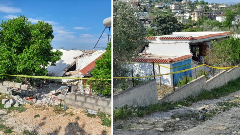 Foto, shtëpia e shkatërruar nga shpërthimi i bombolës në Kuçovë