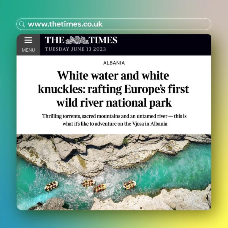 “The Times” shkruan për rafting në lumin Vjosë, Kryeministri ndan artikullin