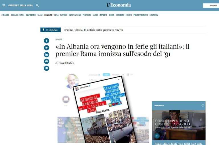 FOTO/ Një meme e Ramës tërheq vëmendjen e mediave, ”shuplakë” turistëve italianë. Ironizon eksodin e 1991