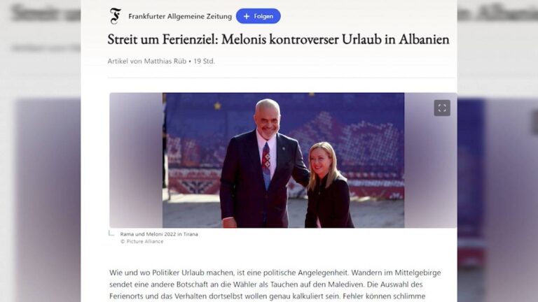 Gazeta “Frankfurter Zeitung”: Kaq shtrenjtë janë pushimet në Itali, sa edhe Meloni shkoi në Shqipëri!