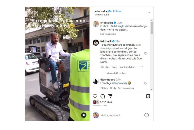 Punimet në Tiranë, Veliaj batuta me Luizin: Është eskavator jo dem, merre me qetësi