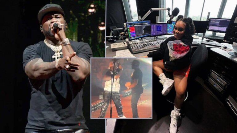 50 Cent godet një fanse me mikrofon, u acarua gjatë performancës