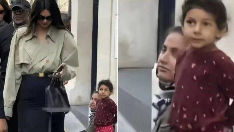 Fotoja hit në rrjet, Kendall Jenner me veshje luksoze në Paris, një vajzë lypsare e shikon me lakmi