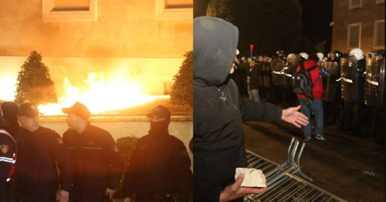 Protesta, policia shoqëron dy qytetarë në Komisariat. Ministri Balla shihet para Kryeministrisë