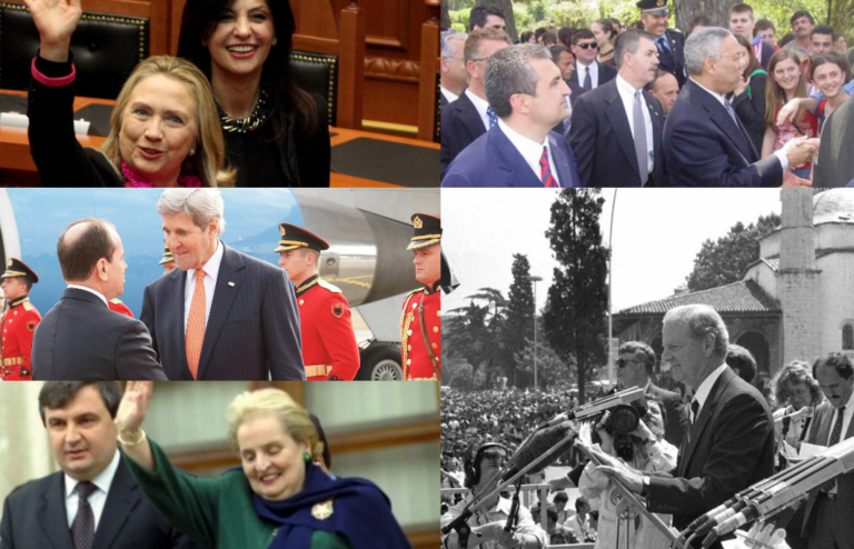 FOTO/ Nga Baker tek John Kerry, Tiranën e kanë vizituar 5 sekretarë Amerikanë të Shtetit
