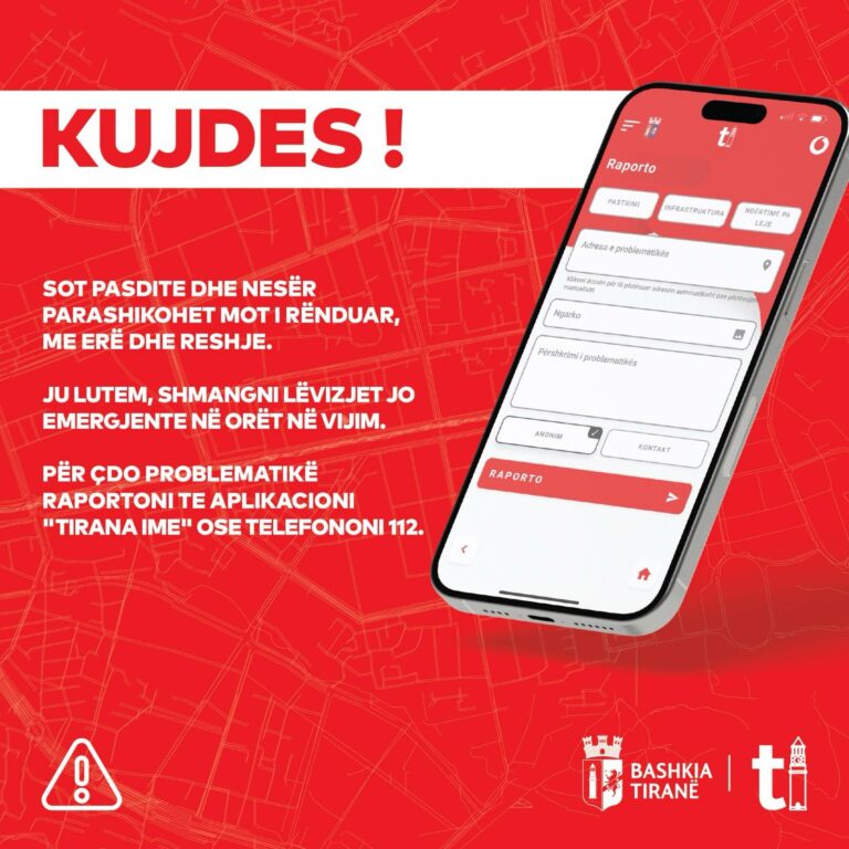 Reshjet e dendura të shiut, Veliaj apel qytetarëve: Shmangni lëvizjet e panevojshme