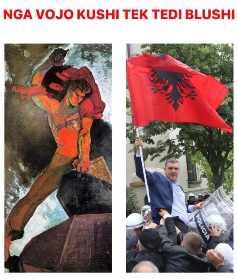 Tedi Blushi si Vojo Kushi, por në protestë u bë si ”top” mes Policisë dhe protestuesëve