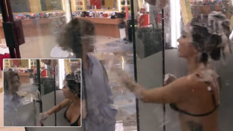 Situata mes vajzave në Big Brother, Egla i hap derën e dushit dhe Roza e acaruar e lag me ujë