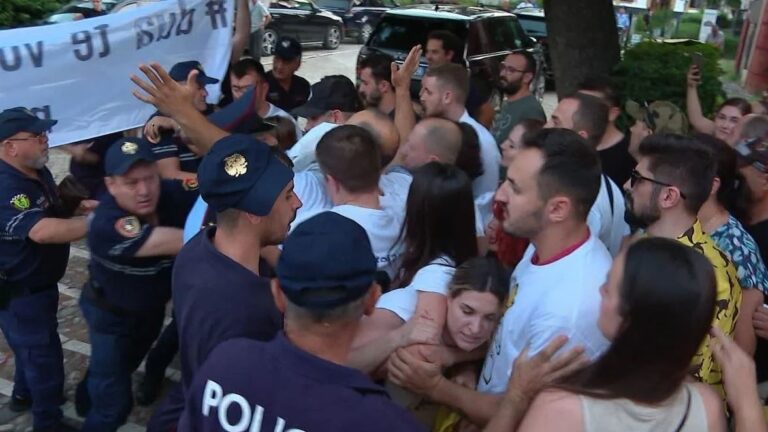 ”O legen?”, protestuesit për votën e diasporës përplasen me policinë. Tentuan afrimin tek deputetët e PS-së