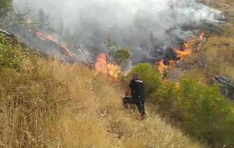 Zjarr i përmasave të mëdha në Maliq, rrezikohet jeta e zjarrfikësve. Kërkohet helikopteri
