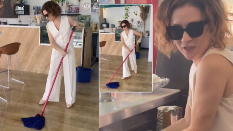 VIDEO/ Fituesja Egla Ceno shfaqet duke pastruar dyshemenë në Top Channel: Fillova punë