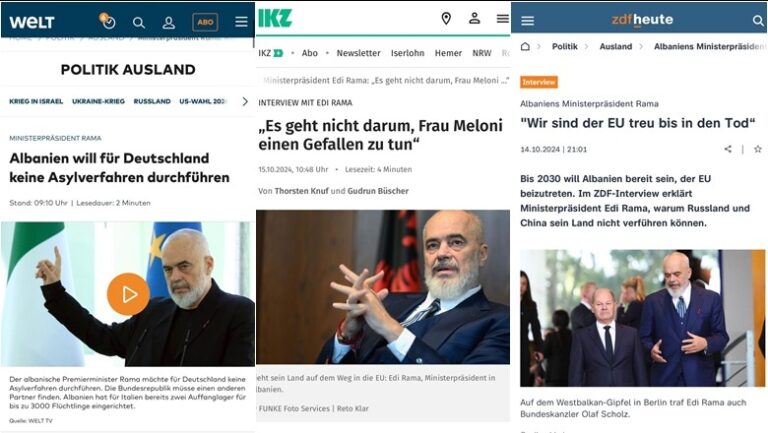 Rama ”pushton” mediat gjermane. Kryefjalë për qëndrimet: BE është e vetmja zgjedhje
