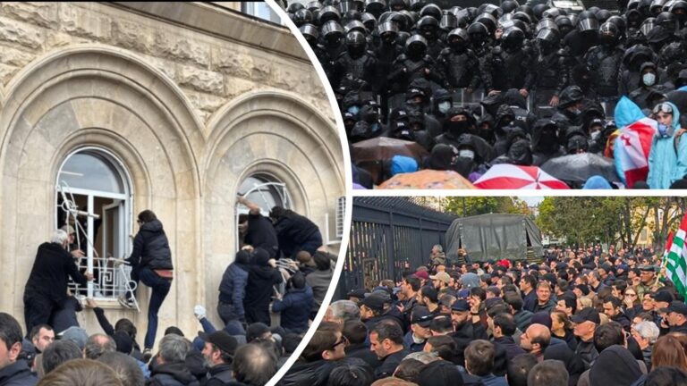 Protesta të dh#nshme në Gjeorgji, qytetarët nuk durojnë më, futen brenda Parlamentit dhe…